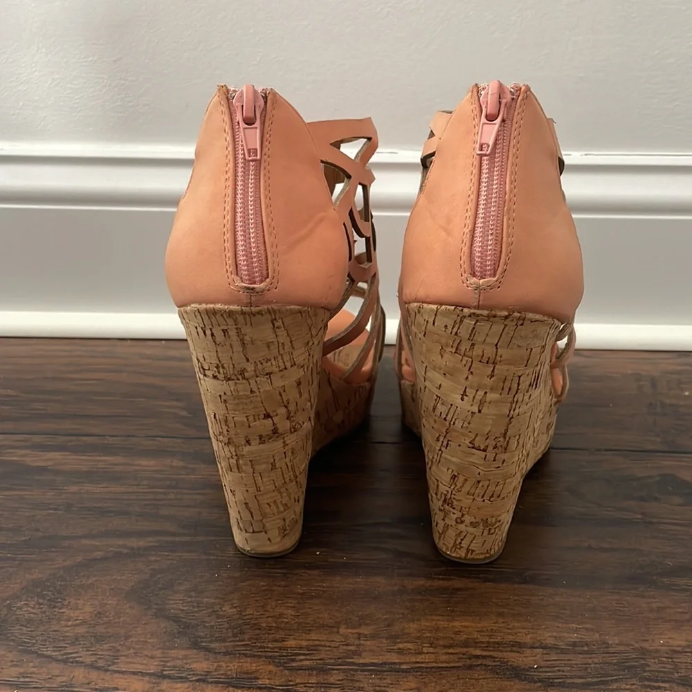 Cork style wedge sandals size 9